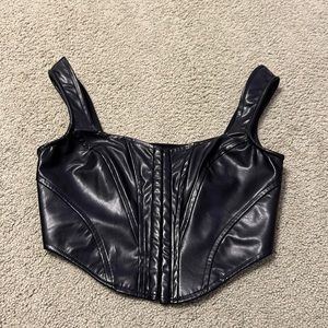 Black Leather Corset Top